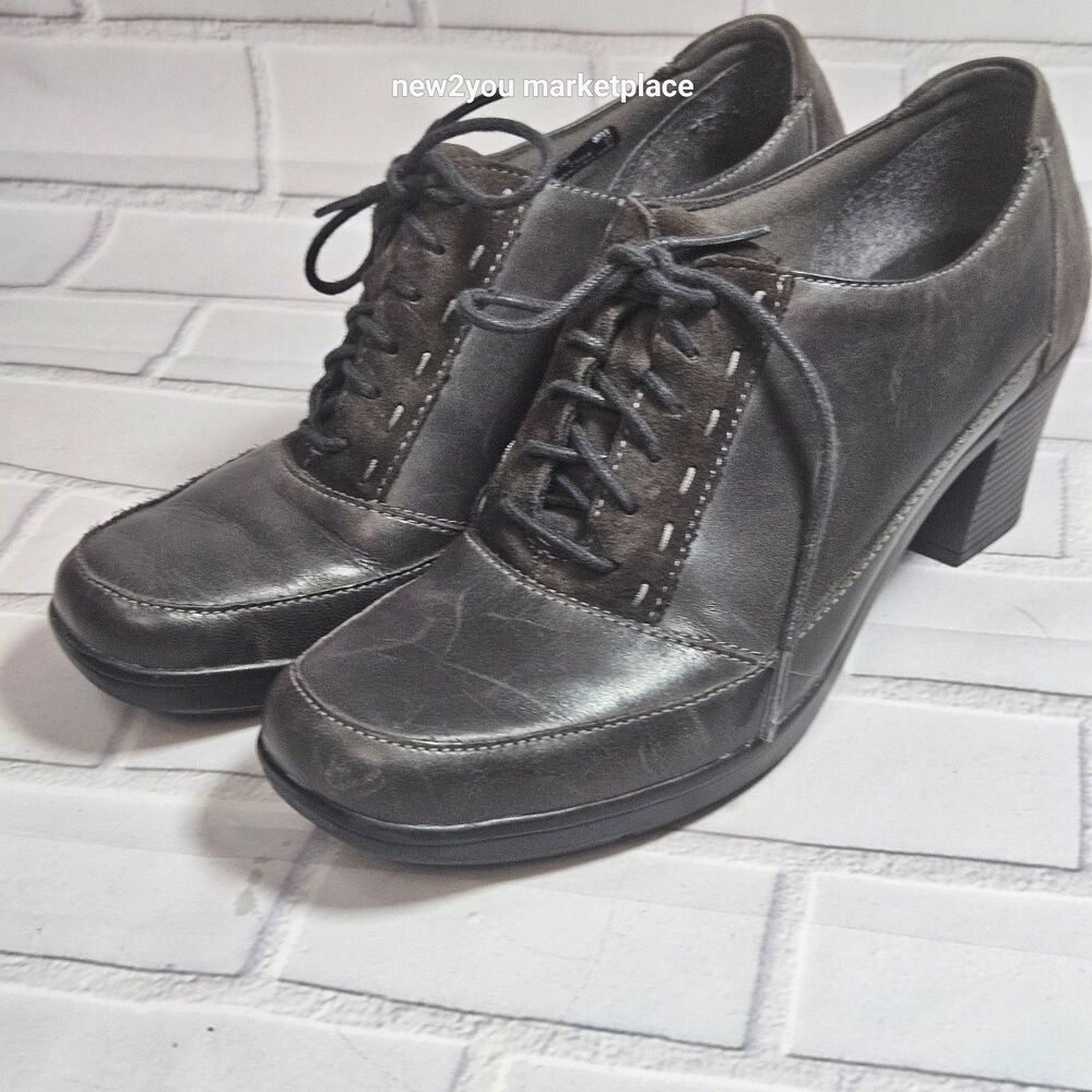 Clarks Platform Lace Heels Bendables Suede/Leather Shoes Women's Sz 9.5 M